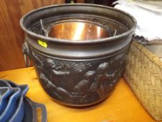 An Embossed Planter & A Copper Pot