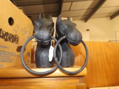 A Pair Of Cast Iron Irish Horse Post Ties