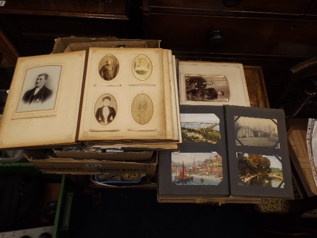 Two Family Photo Albums & A Vintage Postcard Album