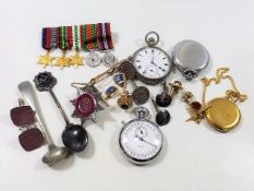 A Miniature Medal Set, Pocket Watch & Guard Chain
