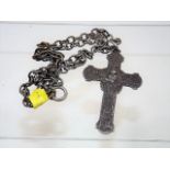 A White Metal Gothic Crucifix & Chain