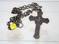 A White Metal Gothic Crucifix & Chain