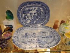 Two 19thC. Blue & White Transferware Meat Dishes