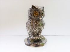 A White Metal Rhodium Plated Owl With Continental