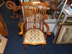 A C.1900 Arm Chair With Upholstered Seat