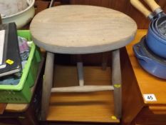 A Elm Milking Stool Twinned With A Beech Kitchen S
