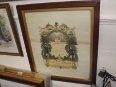 A Framed Victorian Masonic Certificate
