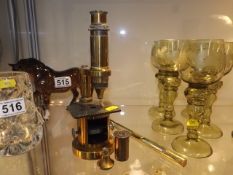 A Brass Microscope & Other Items