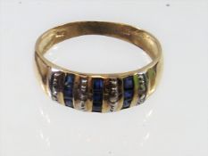 A 9ct Gold Ring With Small Sapphires & Diamonds