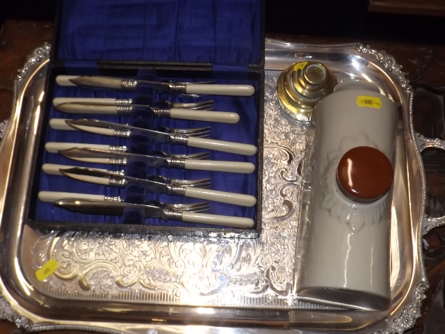 A Silver Plated Tray & Other Items