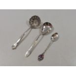 A Silver Sugar Sifter & Two Other Silver Spoons