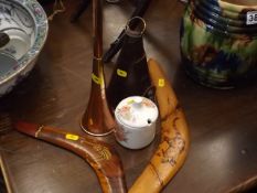 A Copper & Brass Horn & Other Sundry Items