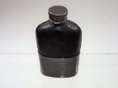 A Pewter & Leather Hip Flask