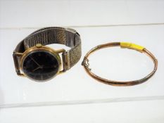 A 9ct Gold Bangle & A Wristwatch