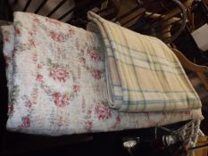 A Heavy Cotton Bedspread Twinned With Woollen Blan