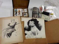 Two 19thC. Pen & Ink Sketches, A Small Quantity Of