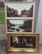 Three Decorative Oil Paintings & Other Pictures &