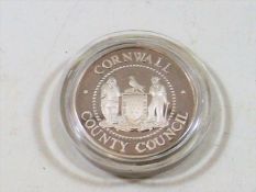 A Cornwall Council Silver Proof Crown