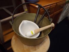 A Victorian Brass Jam Pot & Other Items