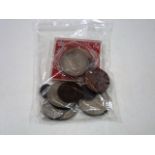 A Victorian Silver Coin & Other Coins