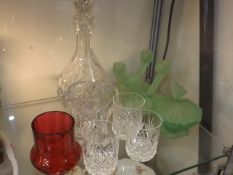 A Cranberry Vase, A Part Dressing Able Set & Some