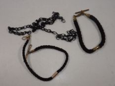 Two Victorian Alberts & a mourning belcher chain