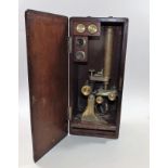 A Mid 19thC. J. P. Cutts Brass Microscope & Box