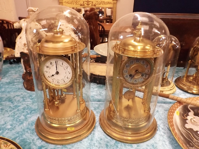 Two Large Domed Anniversary Style Clocks, One Dome