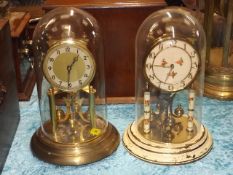 Two Glass Domed Anniversary Clocks