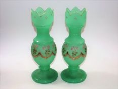 A pair of Victorian opaline glass vases
