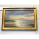 An Original Oil Depicting A Coastal Scene, Indisti