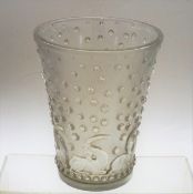 A 1930's Rene Lalique Ajaccio vase, chipped to bas