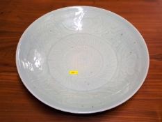 A large Chinese celadon platter