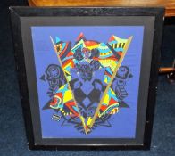A Framed Versace Silk Style Item, Possibly A Scarf