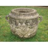 A large antique stoneware garden pot originally fr