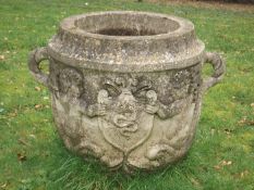 A large antique stoneware garden pot originally fr