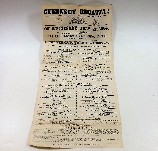 A Guernsey regatta poster dated July 27th 1864