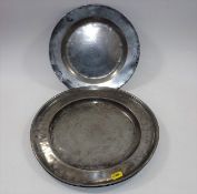 Two 19thC. pewter plates