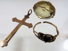 A small 9ct crucifix & other items
