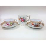 Two 19thC. Nymphenburg porcelain cups & saucers tw