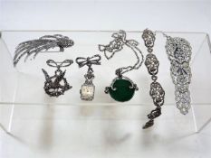 A quantity of silver & white metal marcasite jewel