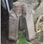 A pair of early Chinese carved stone temple pillar