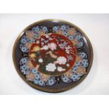 A birds & tree pattern cloisonne plate