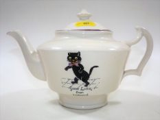 A vintage novelty teapot Good Luck from Liskeard