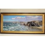 An Original Oil Of Coastal Scene Tolcarne Beach Ne