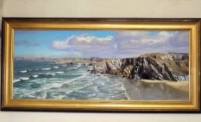 An Original Oil Of Coastal Scene Tolcarne Beach Ne