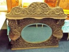 A C.1900 Carved Chinese Hardwood Overmantle Mirror