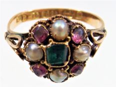 A Victorian 15ct gold ring set with ruby, natural