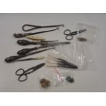 A set of silver handled glove stretchers & other i