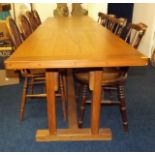 A Stained Pine Refectory Table 8ft 7in In Length